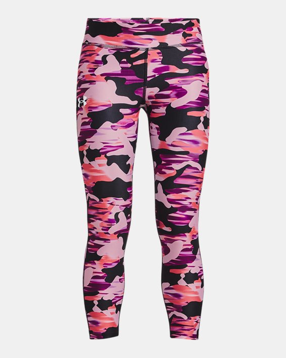 Girls' HeatGear® Armour Printed Ankle Crop in Pink image number 0